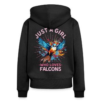 Buntfalke Farbkleckse Farbspritzer - Frauen Premium Bio Zip Hoodie - Schwarz - Hinten - Julia (174cm)