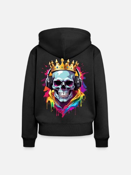 Kopfhörer - Frauen Premium Bio Zip Hoodie - Schwarz