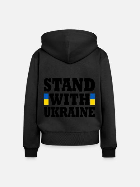 stand with ukraine - Frauen Premium Bio Zip Hoodie - Schwarz