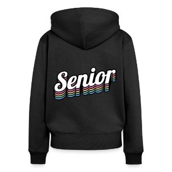 Senior - Student Class Retro Graduation Party Gift - Women's Premium Organic Zip Hoodie - black - Back - Julia (174cm)