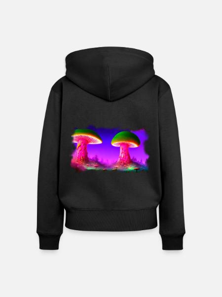 Pilzwelt 2 - Frauen Premium Bio Zip Hoodie - Schwarz