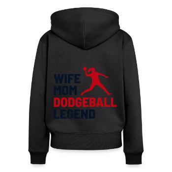 Völkerballspieler Mutter Frau Legende Lustig - Frauen Premium Bio Zip Hoodie - Schwarz - Hinten - Julia (174cm)