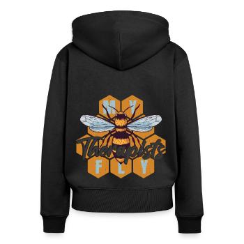Accessoires apicoles en nid d’abeille - Sweat à capuche zippé Premium bio Femme - noir - Dos - Julia (174cm)
