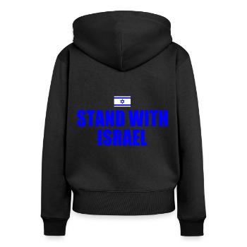Stand with israel - Frauen Premium Bio Zip Hoodie - Schwarz - Hinten - Julia (174cm)