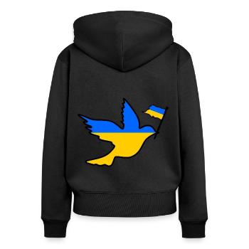 Ukraine - Frauen Premium Bio Zip Hoodie - Schwarz - Hinten - Julia (174cm)