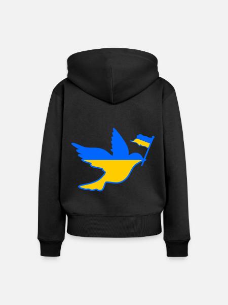 UKRAINE - Frauen Premium Bio Zip Hoodie - Schwarz