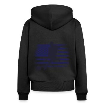 USA Fußball Trikot Amerikanische Flagge - Frauen Premium Bio Zip Hoodie - Schwarz - Hinten - Julia (174cm)