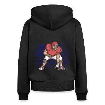 American Football Trikot USA Flagge - Frauen Premium Bio Zip Hoodie - Schwarz - Hinten - Julia (174cm)