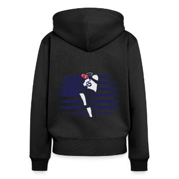 American Football Trikot USA Flagge - Frauen Premium Bio Zip Hoodie - Schwarz - Hinten - Julia (174cm)