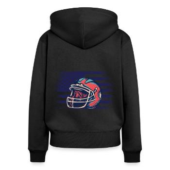 American Football Trikot USA Flagge - Frauen Premium Bio Zip Hoodie - Schwarz - Hinten - Julia (174cm)