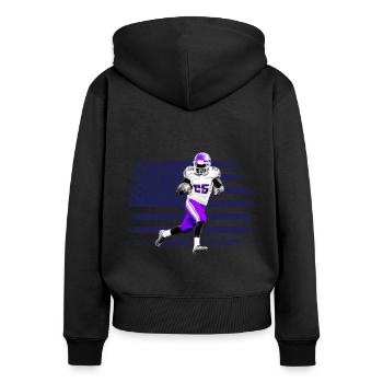 American Football Trikot USA Flagge - Frauen Premium Bio Zip Hoodie - Schwarz - Hinten - Julia (174cm)