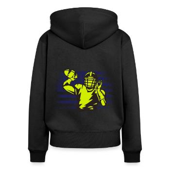 American Football Trikot USA Flagge - Frauen Premium Bio Zip Hoodie - Schwarz - Hinten - Julia (174cm)