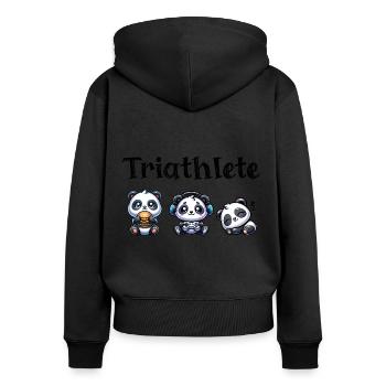 Triathlète Panda - Sweat à capuche zippé Premium bio Femme - noir - Dos - Julia (174cm)