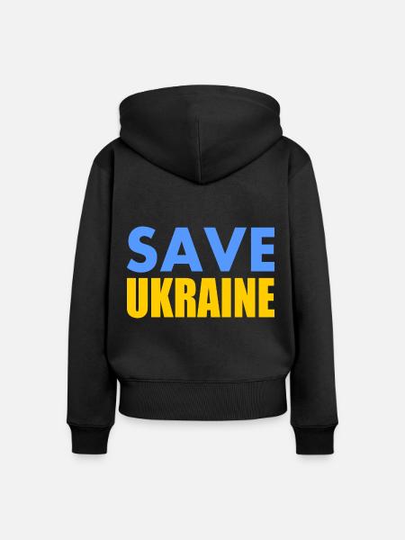 Save ukraine - Frauen Premium Bio Zip Hoodie - Schwarz