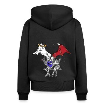 Engel Teufel Skelett Horror Fantasy Dark Musiker - Frauen Premium Bio Zip Hoodie - Schwarz - Hinten - Julia (174cm)