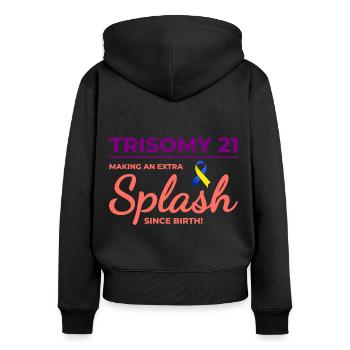 Down-Syndrom-Bewusstsein Trisomie 21 Splash - Frauen Premium Bio Zip Hoodie - Schwarz - Hinten - Julia (174cm)