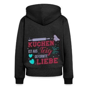 Witziger Bäckerin Spruch, Kuchen Geschenk - Frauen Premium Bio Zip Hoodie - Schwarz - Hinten - Julia (174cm)