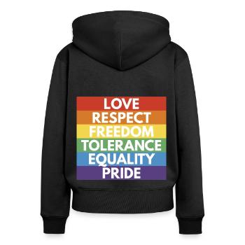 LGBTQ+ - Sweat à capuche zippé Premium bio Femme - noir - Dos - Julia (174cm)