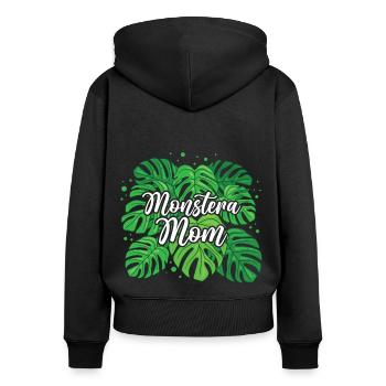 Monstera Mom - Frauen Premium Bio Zip Hoodie - Schwarz - Hinten - Julia (174cm)