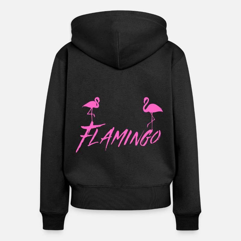 Flamant - Sweat à capuche zippé Premium bio Femme - noir