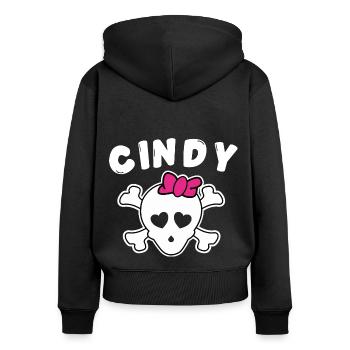 Piratin Cindy Design für Mädchen und Frauen - Frauen Premium Bio Zip Hoodie - Schwarz - Hinten - Julia (174cm)