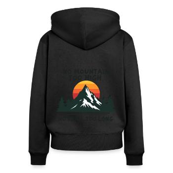 Aucune montagne n’est trop haute, aucune montagne n’est trop longue - Aventure - Sweat à capuche zippé Premium bio Femme - noir - Dos - Julia (174cm)