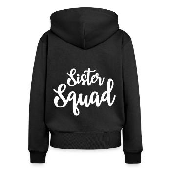 Escouade Sœur - Sweat à capuche zippé Premium bio Femme - noir - Dos - Julia (174cm)
