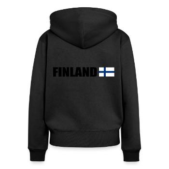 Finland - Sweat à capuche zippé Premium bio Femme - noir - Dos - Julia (174cm)