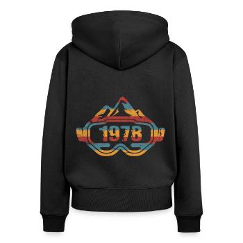 Ski Skifahrer 1978 Skifahrerin Skibrille - Frauen Premium Bio Zip Hoodie - Schwarz - Hinten - Julia (174cm)