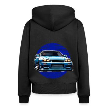 Jdm / Tuning / Turbocompresseur / Jantes / Chiptuning - Sweat à capuche zippé Premium bio Femme - noir - Dos - Julia (174cm)