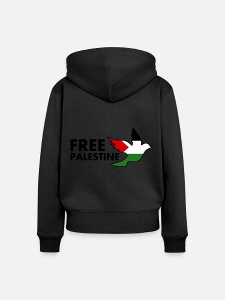Free palestine - Premium økologisk hoodie med lynlås til kvinder - sort