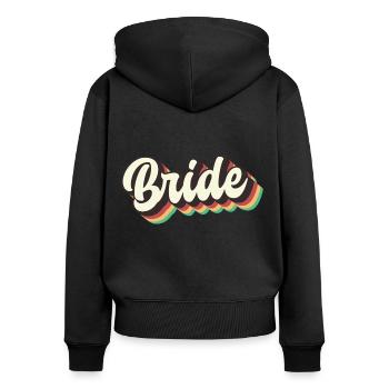 Retro Braut Zukunft Frau, Junggesellenabschied Geschenk - Frauen Premium Bio Zip Hoodie - Schwarz - Hinten - Julia (174cm)