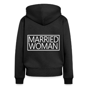 Femme mariée pour la tenue de mariage de douche nuptiale - Sweat à capuche zippé Premium bio Femme - noir - Dos - Julia (174cm)