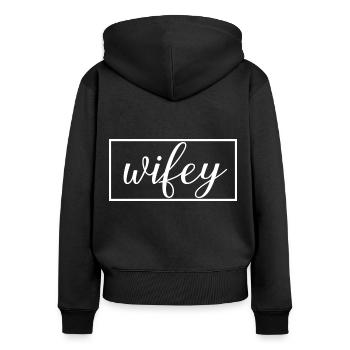 Ehefrau Matching Paar Verlobung Hochzeit Flitterwochen - Frauen Premium Bio Zip Hoodie - Schwarz - Hinten - Julia (174cm)