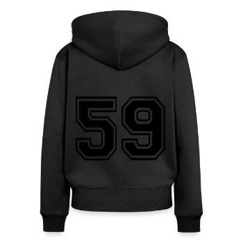 59 - Frauen Premium Bio Zip Hoodie - Schwarz - Hinten - Julia (174cm)