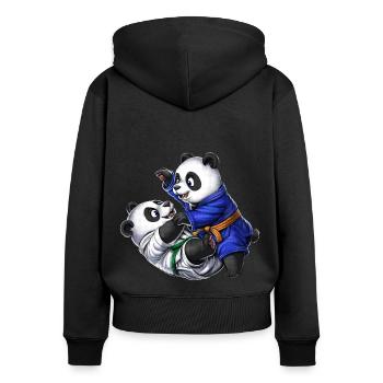 Pandabären Jiu-Jitsu - Frauen Premium Bio Zip Hoodie - Schwarz - Hinten - Julia (174cm)