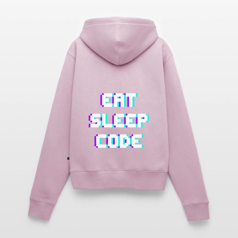 EAT SLEEP CODE Programmeur Coder Devise Sweat à capuche zippé Premium bio Femme