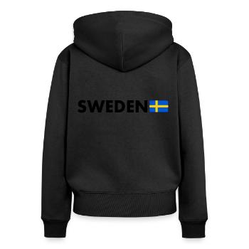 Sweden - Women's Premium Organic Zip Hoodie - black - Back - Julia (174cm)