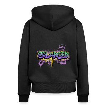 Erlangen Allemagne Ville Graffiti Pulvérisateur - Sweat à capuche zippé Premium bio Femme - noir - Dos - Julia (174cm)