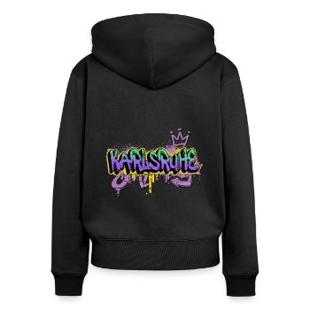 Karlsruhe Allemagne Ville Graffiti Pulvérisateur - Sweat à capuche zippé Premium bio Femme - noir - Dos - Julia (174cm)