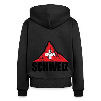 Schweiz Matterhorn - Switzerland Flag - Women's Premium Organic Zip Hoodie - black - Back - Julia (174cm)