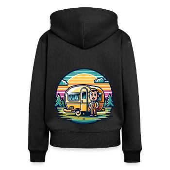 Camping Camper Caravan - Women's Premium Organic Zip Hoodie - black - Back - Julia (174cm)
