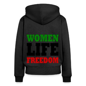 Women life freedom iran - Frauen Premium Bio Zip Hoodie - Schwarz - Hinten - Julia (174cm)