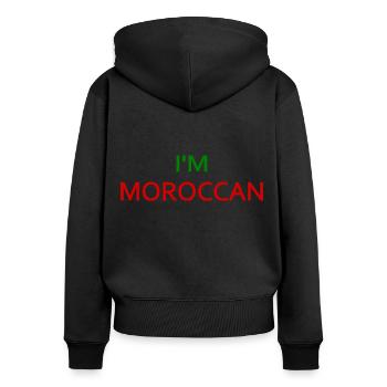 I'm moroccan - Sweat à capuche zippé Premium bio Femme - noir - Dos - Julia (174cm)