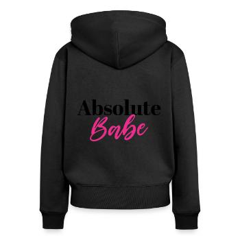 Absolutes Babe - Frauen Premium Bio Zip Hoodie - Schwarz - Hinten - Julia (174cm)