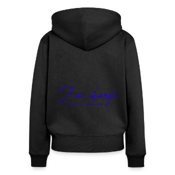 J ai changé. Non je rigole, nique ta mère - Sweat à capuche zippé Premium bio Femme - noir - Dos - Julia (174cm)