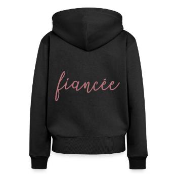 Fiancée Matching Engagement Wedding Honeymoon - Women's Premium Organic Zip Hoodie - black - Back - Julia (174cm)