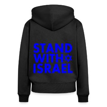 Israel - Frauen Premium Bio Zip Hoodie - Schwarz - Hinten - Julia (174cm)