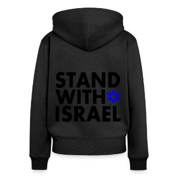 Israel - Frauen Premium Bio Zip Hoodie - Schwarz - Hinten - Julia (174cm)