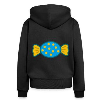 Bonbons bonbons - Sweat à capuche zippé Premium bio Femme - noir - Dos - Julia (174cm)